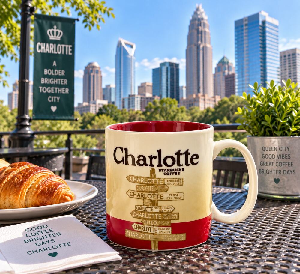Starbucks Charlotte NC Collector Series 2009 Red 16 Oz City Mug
